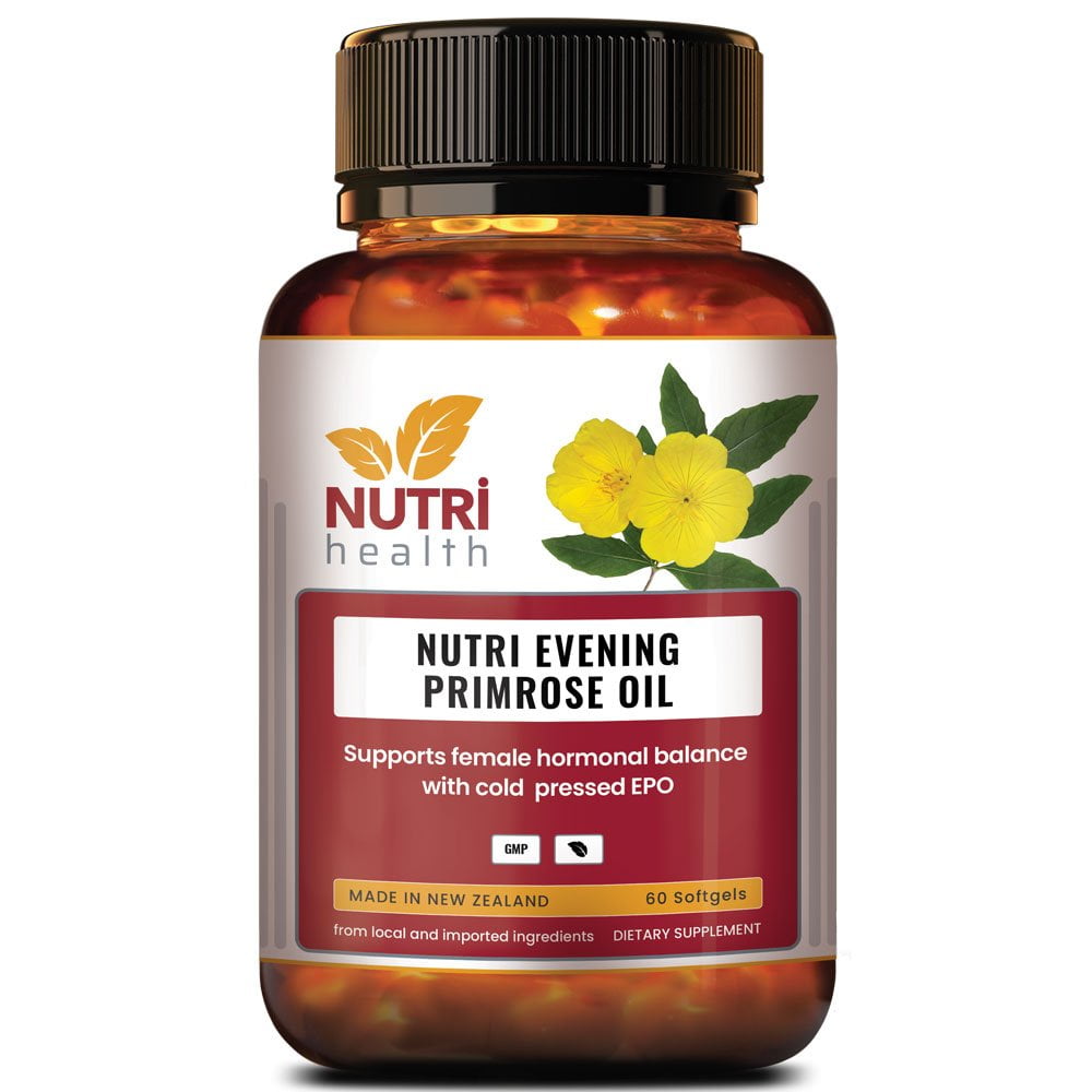 NUTRI EVENING PRIMROSE OIL is a premium product of Nutri Health New Zealand brand. NUTRI EVENING PRIMROSE OIL is a natural source of Gamma Linolenic Acid (GLA), an Omega 6 Essential Fatty Acid for menstrual cycle and hormone balance support. Evening Primrose Oil supports skin, hair and nail health.