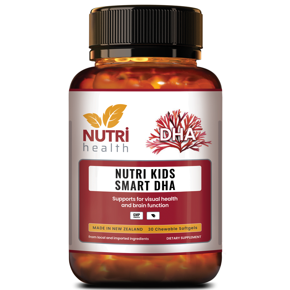 NUTRI KIDS SMART DHA (Nutri DHA) Nutri Health New Zealand supports brain function, eyes health and mental focus.